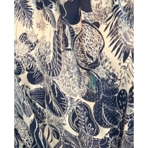 (5 for $25) h&m Navy Garden Trapeze Dress with Belt size 0 - Picture 6 of 8